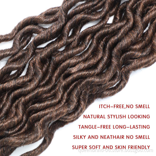 Wavy Goddess Locs Curly Crochet Braids Synthetic Crochet Braids Ombre Braiding Hair Faux Locks 16 inch